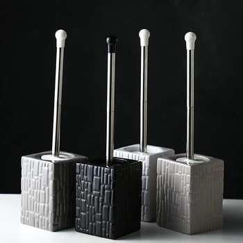 

Nordic Art White Ceramic Toilet Brush Set Cleaning Tool Long Handle No Dead Corner Toilet Brush Bathroom Decoration Accessories