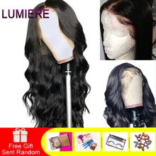 Lumiere волосы 13X4 кружевные передние человеческие волосы парик бразильский объемный волнистый кружевной парик с детскими волосами натуральные волосы remy волосы