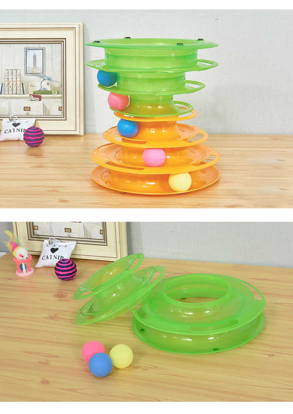 Pet Cat Toy Ball Pet Toy Cat Three-Layer Track Turntable Pet Supplies Intelligence Training Interactive Turntable With 3 Balls