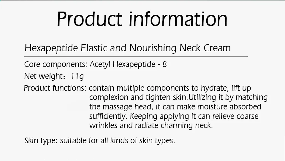 Six Peptides Lifting Firming Roll Wheel Neck Cream V-shaped Massage Body Cream Hyaluronic acid Moisturing Anti-Wrinkle SkinCare