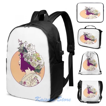 

Funny Graphic print Geisha Under the Sun USB Charge Backpack men School bags Women bag Travel laptop bag