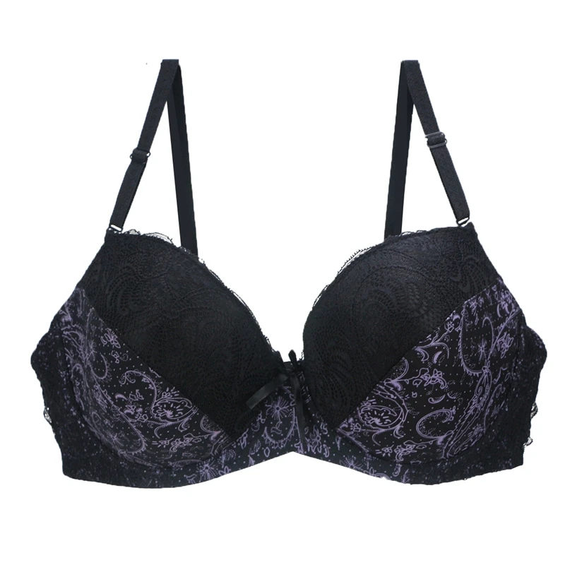 New Sexy Lace Push Up Bras For Women Plus Size Female Plunge Bow Floral Lingerie D DD EF Full Cup Brassiere 3