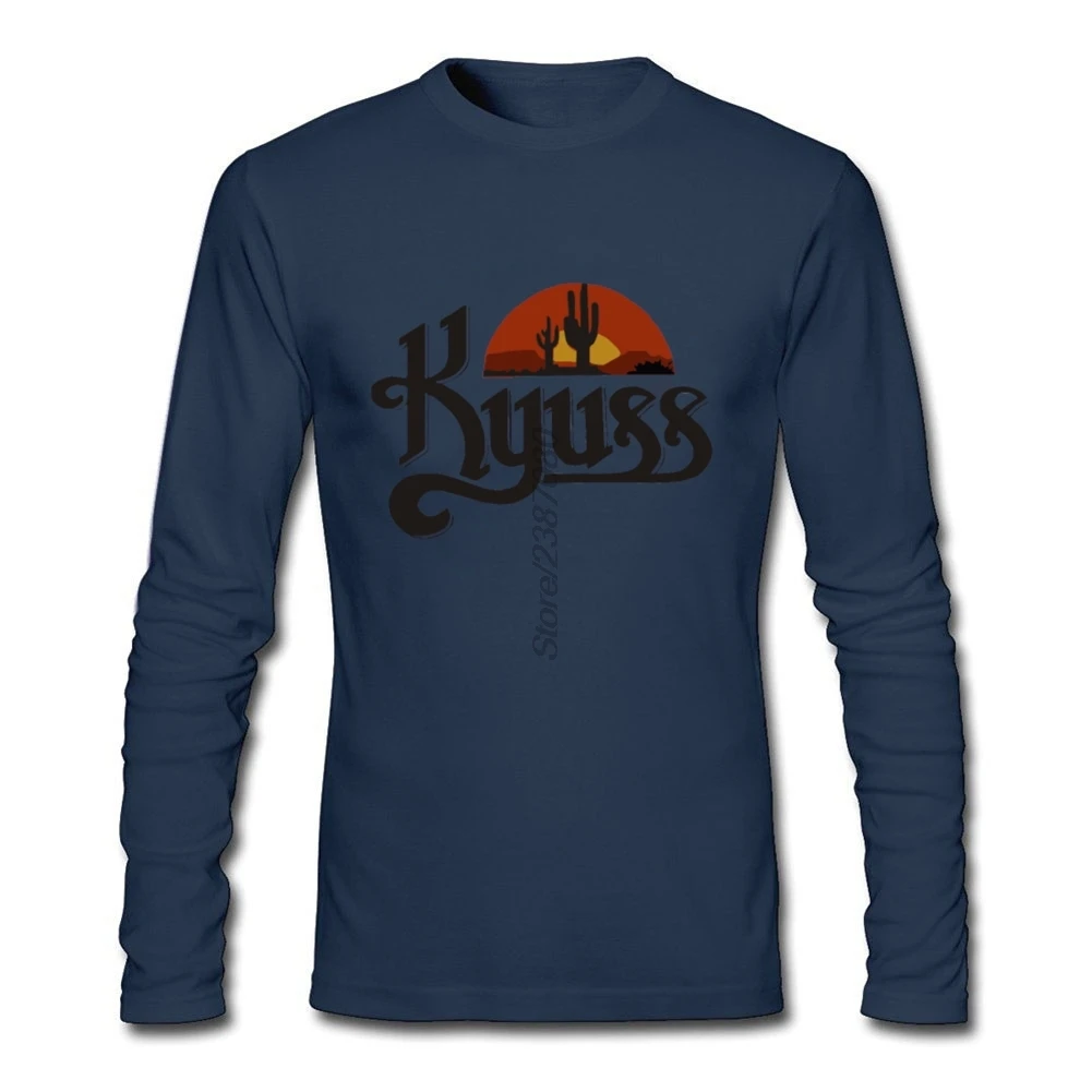Kyuss Black Widow футболка на заказ с длинным рукавом мужская популярная эластичная хлопковая Футболка с круглым вырезом 3d футболки - Цвет: Navy
