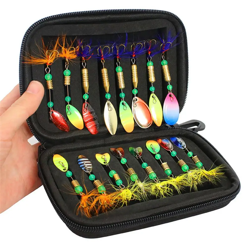 

17pcs/set Fishing Lure Eva Composite Sequin Fishing Spinner Lures + Portable Carry Bag Fishing Tackle Kit Fishing Accessories