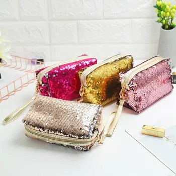 

Candy color Daily Use Dropshipping Fashion Cheap Make up bag Sequined Trevel Storage Bag High Quality Women Cosmetic Bag Women