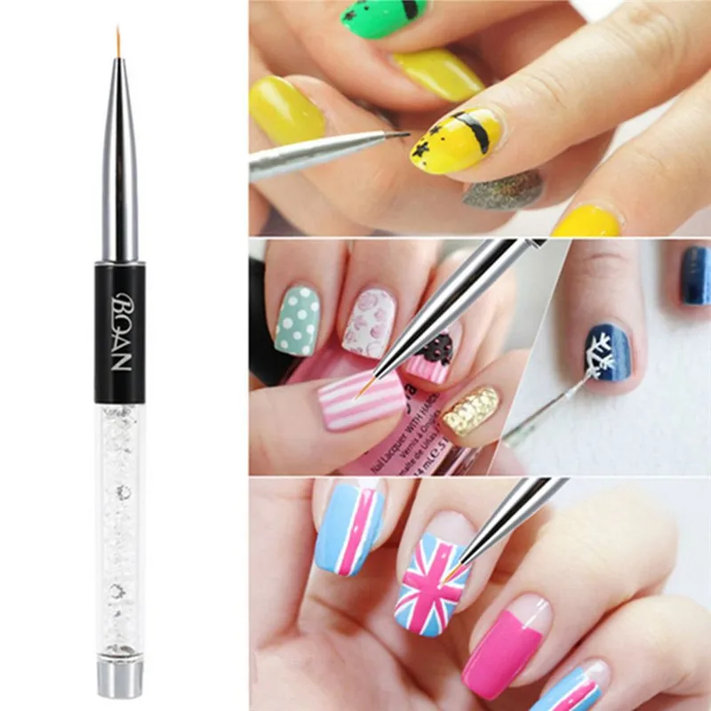 

1 Pc Nail Brush 7/9/11mm Crystal Acrylic Nail Art Brushes UV Gel Painting Line Brush Nylon Hair Pen Manicure Nail Liner Tools