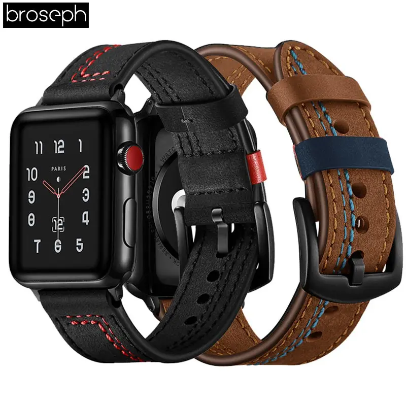 Кожаный ремешок для часов apple Watch, 4 ремешка, 40 мм, 44 мм, ремешок для часов, браслет для iwatch, 42 мм, 38 мм, аксессуары для браслетов