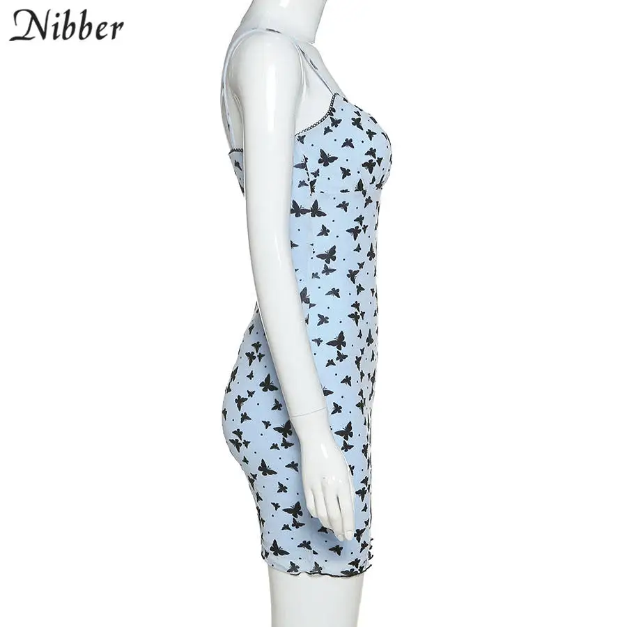 Nibber cute Harajuku style Butterfly pattern sling dress for women 2020 hot High-quality streetwear cansual bodycon mini dresses