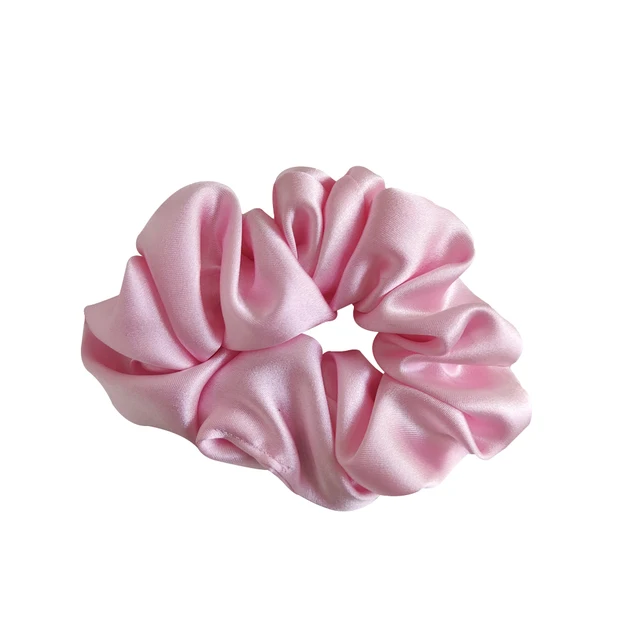 2021 New 100% Pure Mulberry Silk Large Tie Hair Silk Simple Pure Color Retro Hair Bands For Women Hair Tie Rope Accessories Girl Pink