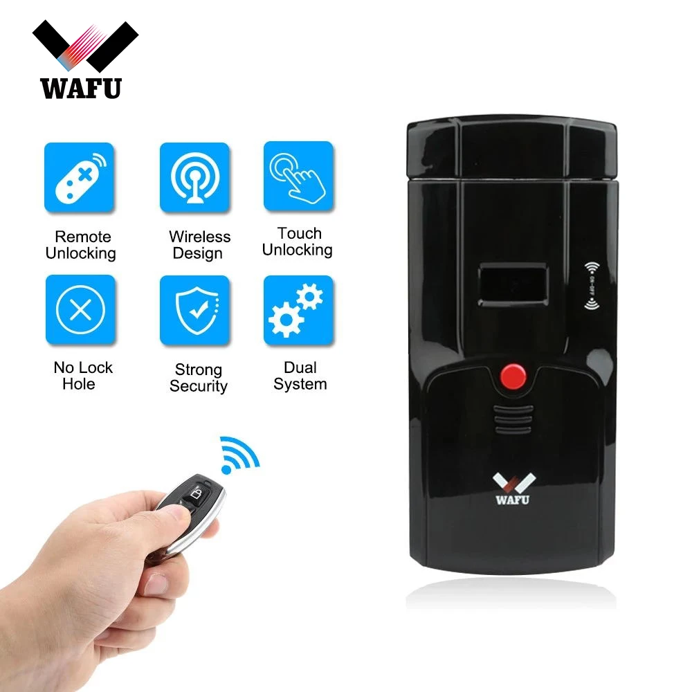 

Wafu HF-011 Wireless Smart Lock Electronic Door Lock Phone Control Remote Control Finger Invisible Locks Black
