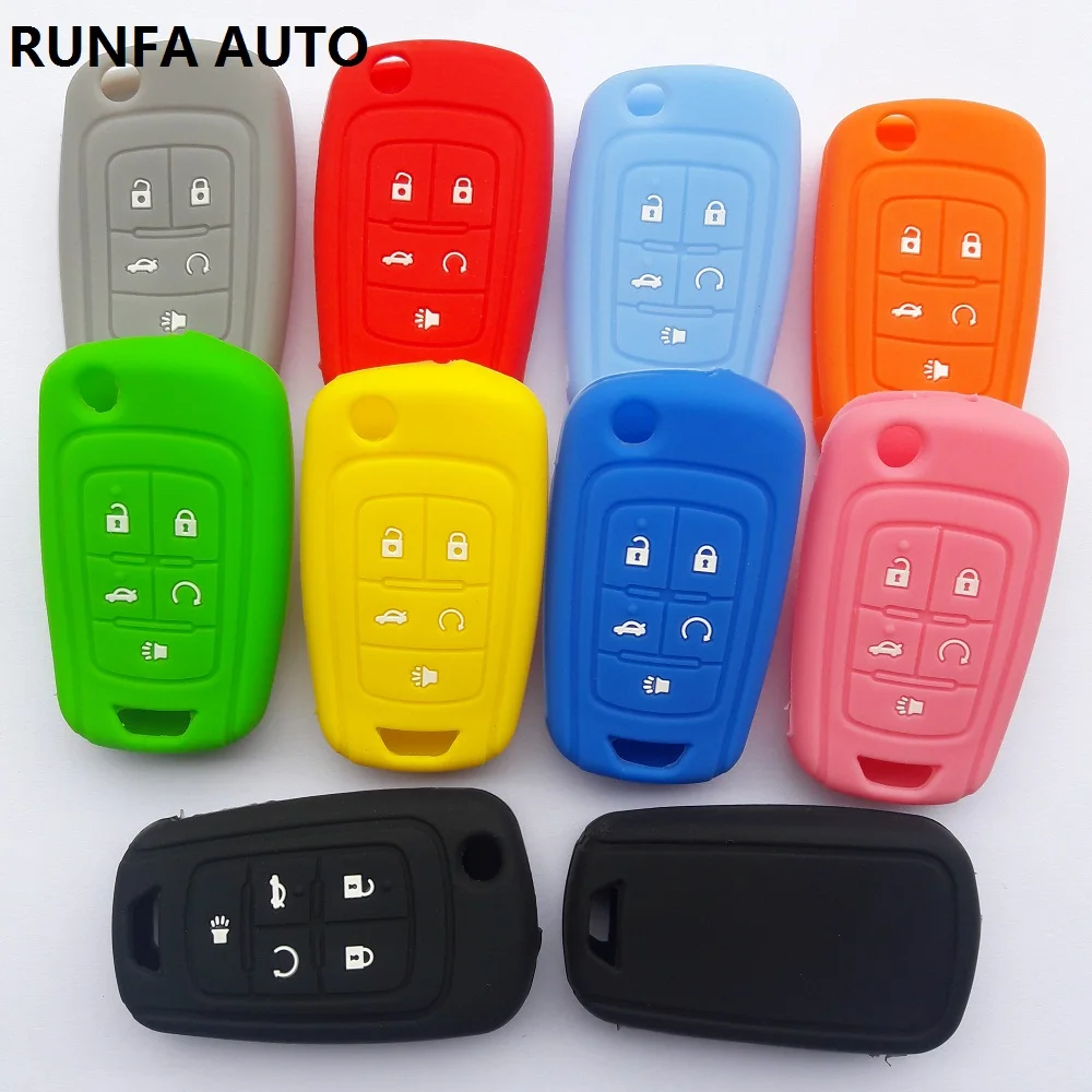 Pink and Red 5 Buttons Silicone Cover Holder Key Jacket for Chevrolet 