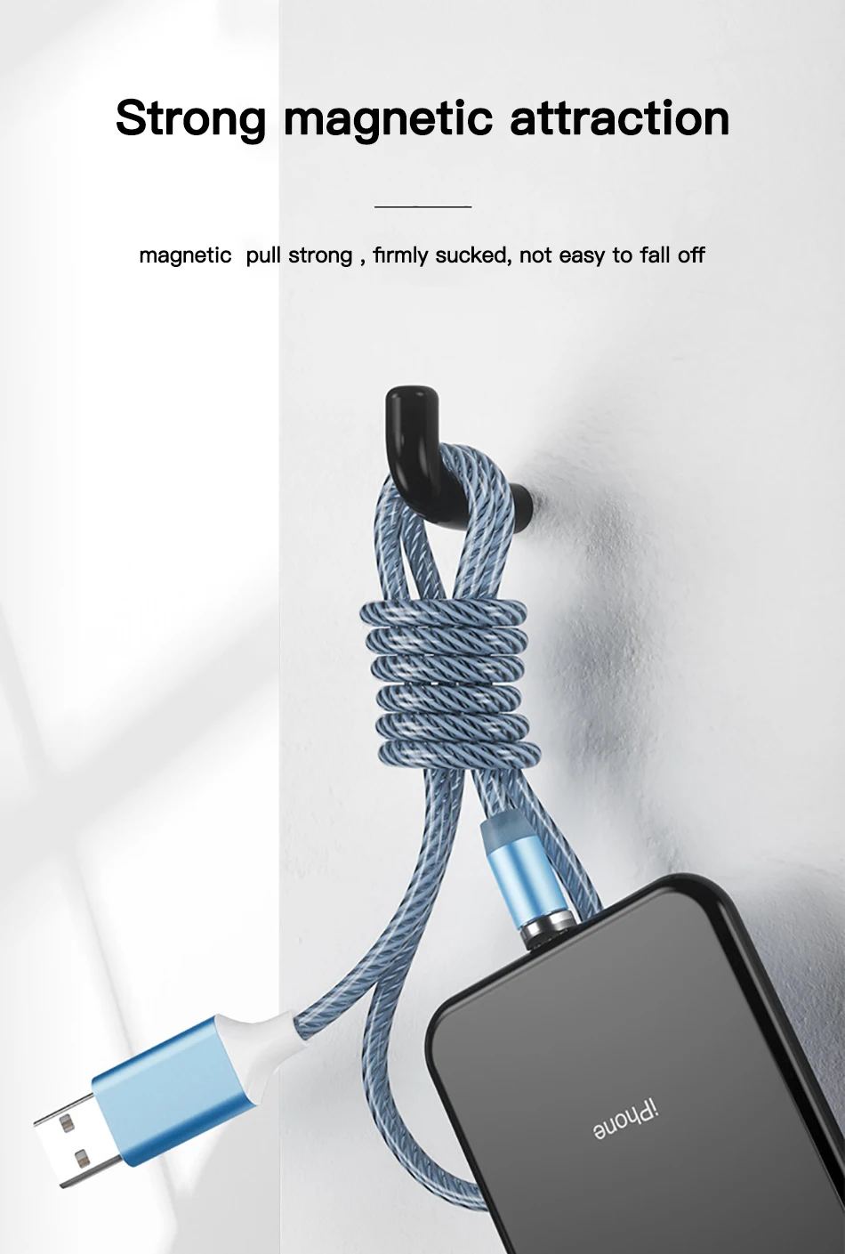 ACCEZZ Магнитный светодиодный USB кабель для быстрой зарядки для IPhone 7 X Ipad микро зарядка USB C магнитное зарядное устройство Mirco для samsung телефонный шнур