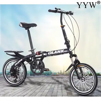 

16/20 Inch Folding Mini Folding Bike Portable Foldable Bicycle for Adult Student Cycling Double Disc Brake Mountain 6 Speed Bike
