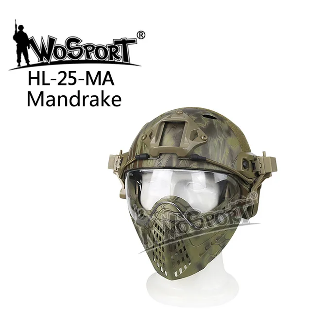 Полностью покрытый военный тактический шлем для спорта на открытом воздухе Железный воин шлем цельный винтажный шлем защитные очки охотничьи шлемы - Цвет: mandrake