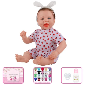 

55CM 22inch Levi Silicone Reborn Baby Doll Smile Newborn Princess Spotted Skirt Birthday Gift Toy Soft Vinyl