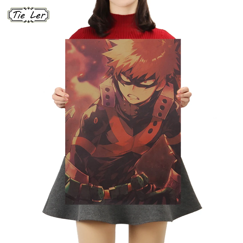 TIE LER Anime My Hero Academia Poster Cafe Bars Kitchen Decor Cartoon Posters Adornment Vintage Retro Wall Stickers | Дом и сад