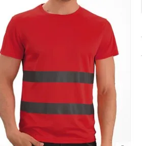 Логотип на заказ Высокая Видимость короткий рукав рубашка Светоотражающая футболка Летняя высокая видимость защитная Рабочая Рубашка дышащая работа - Цвет: Wine Red