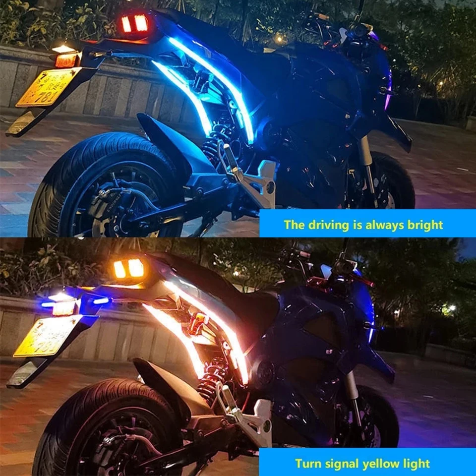 KIMISS Indicatore di direzione per strisce luminose, 12V DC 1 paio per auto moto flessibile 17 SMD LED per fanale posteriore Indicatore di direzione per arresto del freno