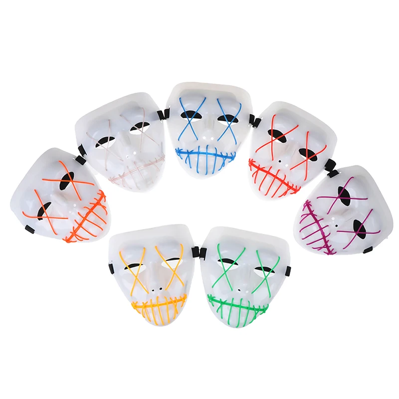 1 PC Mask With A Controller Glowing Party Mask Light Up Fashion Clown Mask LED Neon Halloween Mask Party Decoration