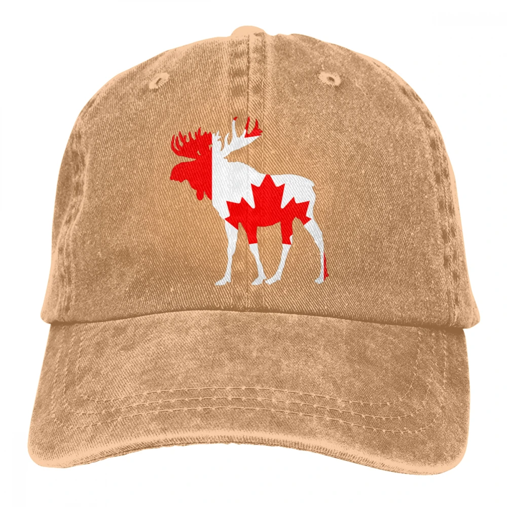Moose Канада Флаг Casquette натуральный унисекс Мужские Женские джинсовые бейсболка с ремешком кепки Регулируемый Гольф папа шляпа