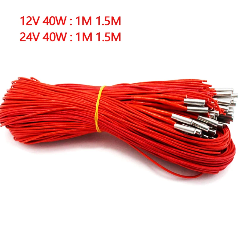 3d Printers Parts 12v 24v 40w 1m 2m Extrusion Part Ceramic Cartridge Heater 6mm*20mm For Extruder Heating Tube Heat