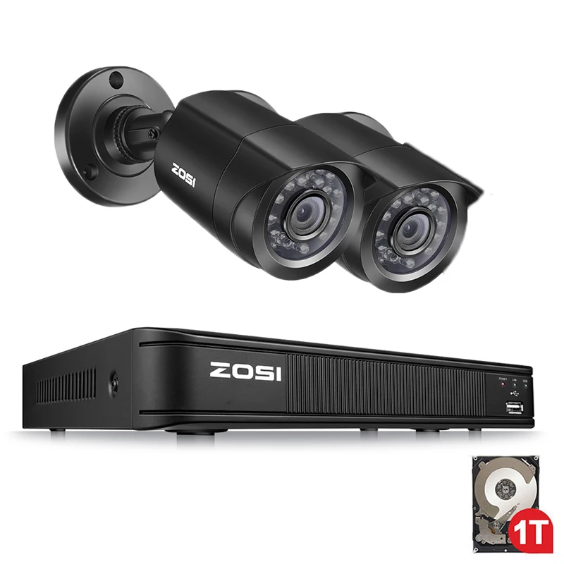 Black ZOSI электронные 1080P 8-канальный сетевой видеорегистратор Системы DVR Комплект ночного видения Bullet 1080P CCTV Водонепроницаемый видео Камера удаленного просмотра 1 ТБ HDD жесткий диск - Цвет: Black