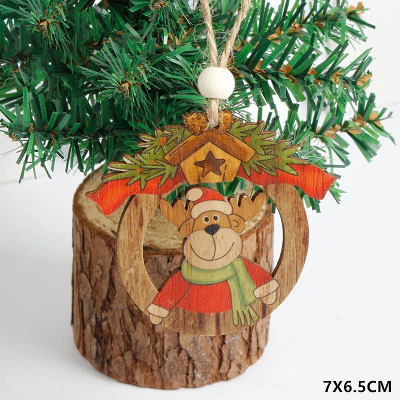 Elk Новинка, новогоднее натуральное Рождественское дерево, Елочное украшение Noel, Рождественское украшение для дома, деревянная подвеска, подарок Navidad - Цвет: Elk