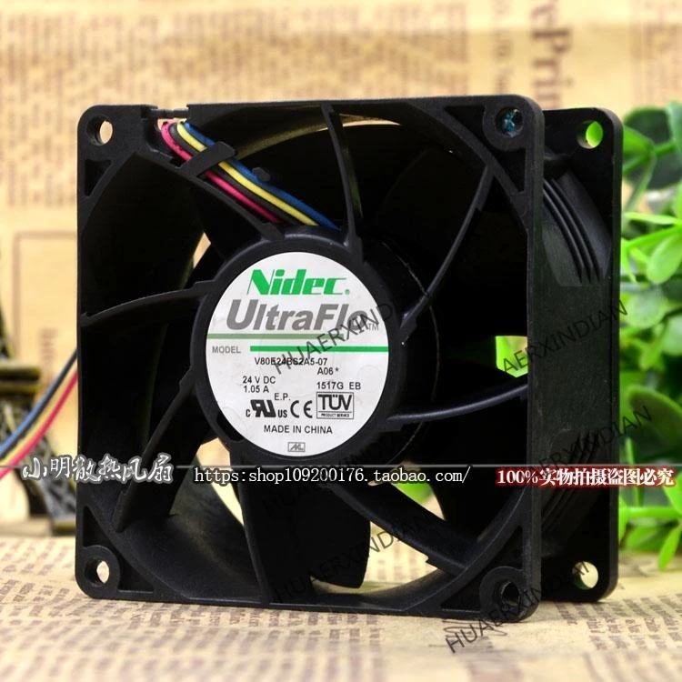 

Original NEW V80E24BS2A5-07 A06 24V 1.05A 8CM 8038 4 wires Motor protection cooling Fan