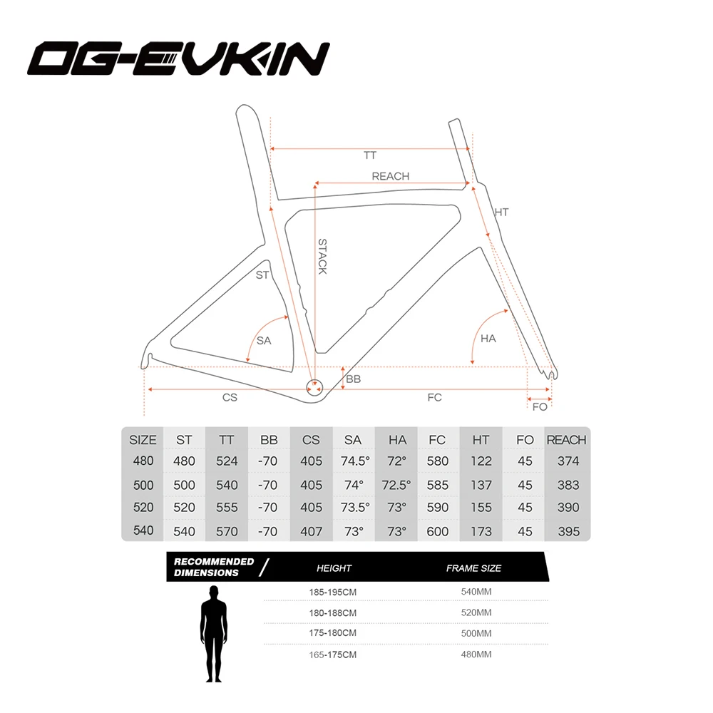 OG EVKIN CF017 T1000 карбоновая рама для шоссейного велосипеда UD Глянцевая BB386 Di2 и