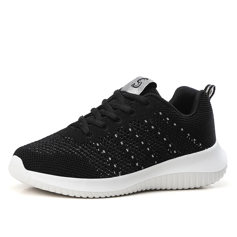 Platform lightweight breathable mesh women chunky sneakers gym sports trainers woman tennis shoes tenis feminino chaussure femme - Color: Black White