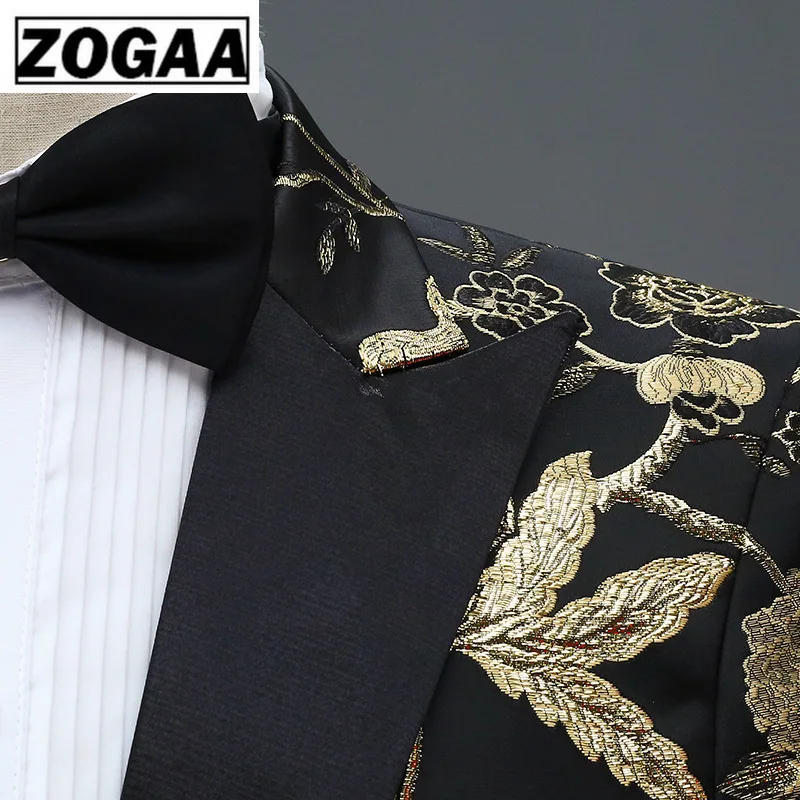ZOGAA New Design Mens Stylish Embroidery Royal Blue Green Red Floral Pattern Suits Stage Singer Wedding Groom Tuxedo Costume ZOGAA New Design Mens Stylish Embroidery Royal Blue Green Red Floral Pattern Suits Stage Singer Wedding Groom Tuxedo Costume