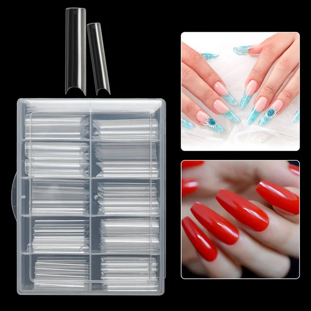 Faux ongles à pression en forme de cercueil XXL, 100 pièces/boîte