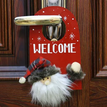 

Christmas Wooden Door Hang Santa Snowman Elk Pattern Door Hang Christmas Tree Pendant Door Decoration