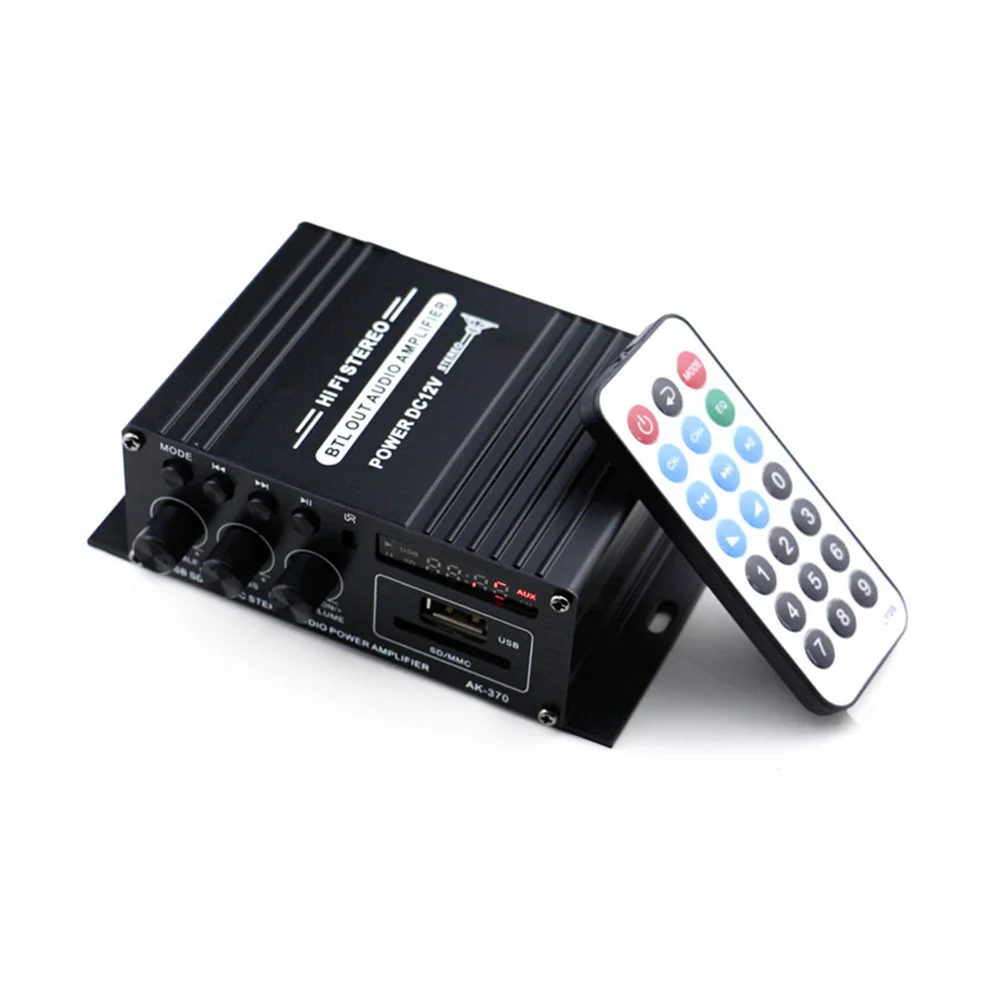 

12V Car Audio Amplifier Bluetooth Out Hi-Fi MP3 Radio Stereo Bass Speaker Booster Player for Motorbike Home AK370