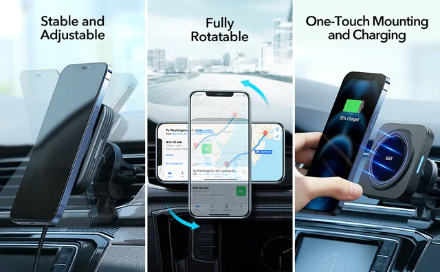 Mag Safe AGPTEK Supporto Auto Magnetico Magsafe 15W - Caricatore Wireless Per IPhone 15/14/13/12 | Montaggio Cruscotto/Bocchetta IPhone 15 14 13 12 Compatibile - Foto 5