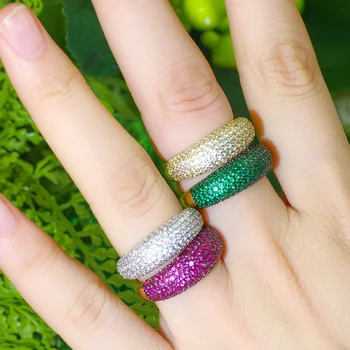 

CWWZircons Red Green Cubic Zirconia Crystal Cute Yellow Gold Color Adjustable Ring for Women Fashion Brand Bridal Jewelry R182