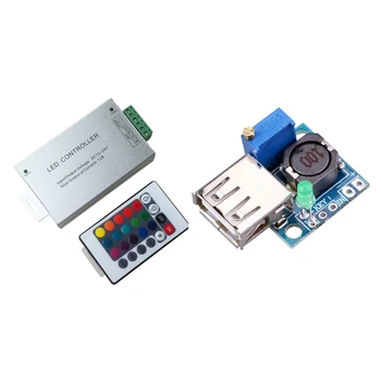 

RGB LED Light String Dimmer RF Wireless Remote Controller & DC Adjustable Step Down USB Buck Voltage Power Supply Module