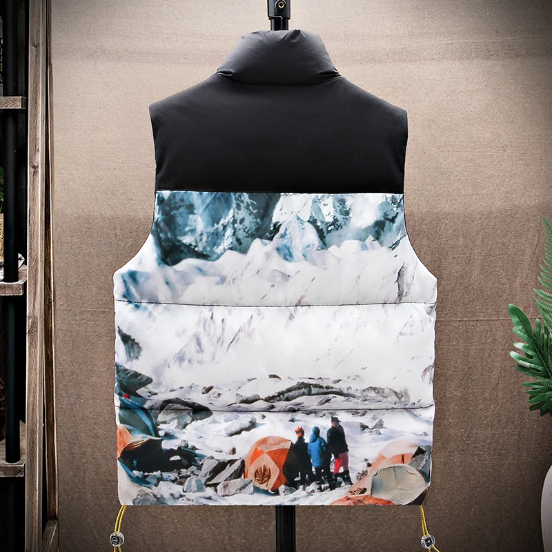 Fashion Men's Sleeveless Vest Jackets 2023 Autumn Winter Casual Slim Warm Cotton-Padded Coat Youth Streetwear Thicken Top Parkas