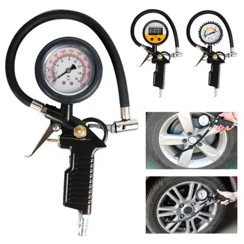 

0-220 PSI Air Tire Inflator Digital Car Tire Air Pressure Inflator Gauge Automobile Tire Pressure Monitor 0-16Bar LCD Display