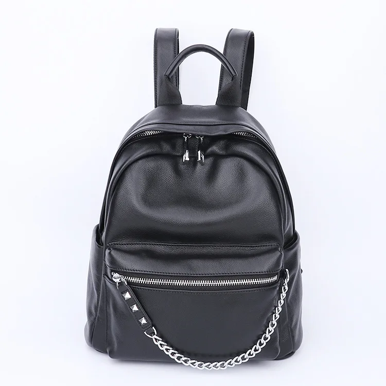 

2019 Versitile Fashion First Layer Leather Backpackage Embossed Leather Shoulder WOMEN'S Cow Leather Bag Black And White with Pa
