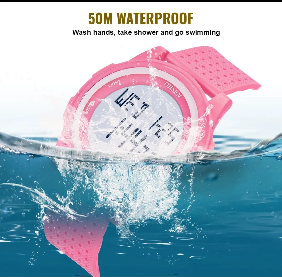 OHSEN digital lady wristwatch Ultra thin fashion white waterproof electronic Women watch Lover Men Sport Clocks