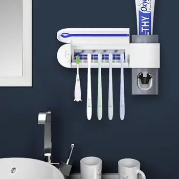 

Automatic Toothpaste Squeezers Dispenser 2 in 1 UV Light Ultraviolet Toothbrush Sterilizer Toothbrush Holder Home Bathroom Set