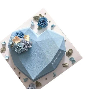 

Cake Silicone Mould Single French Gig Diamond Heart-Shaped Love Mousse Silicone Mold Solid Color Baking Mold Food Mould