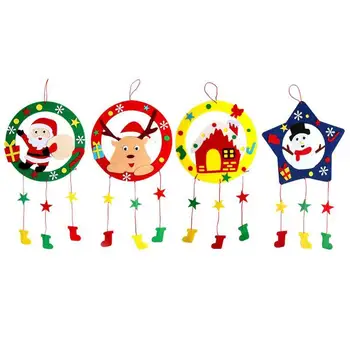 

Child Handmade Xmas Garlands Cloth Art Wreath Kindergarten US Rural Style Random Develop Endurance and Concentration