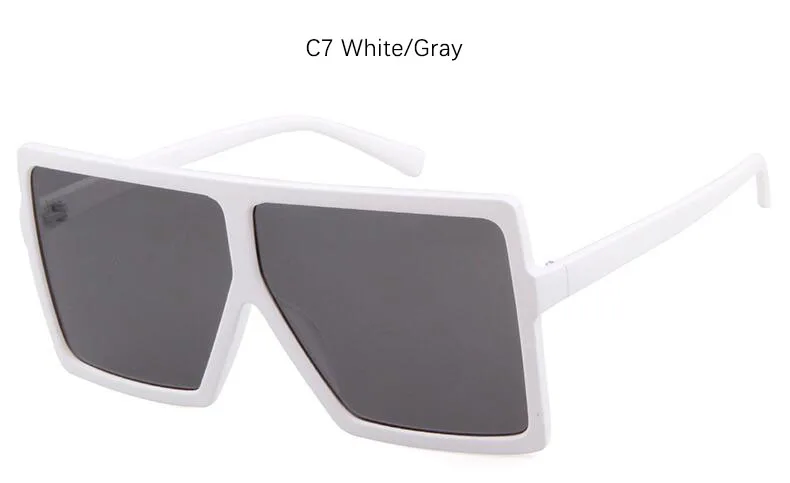 Милые стильные солнцезащитные очки больших размеров, женские летние очки, прозрачные розовые очки, большая оправа, женские солнцезащитные очки черного цвета UV400 - Цвет линз: white gray