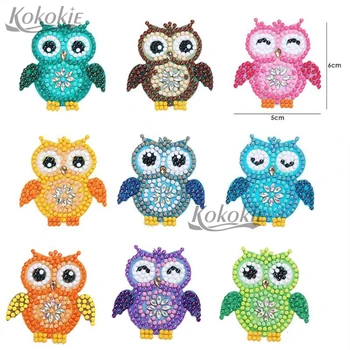 

DIY cartoon diamond Mosaic keychain crafts Picture of Rhinestone full round stones diamond art owl diamond painting decoration