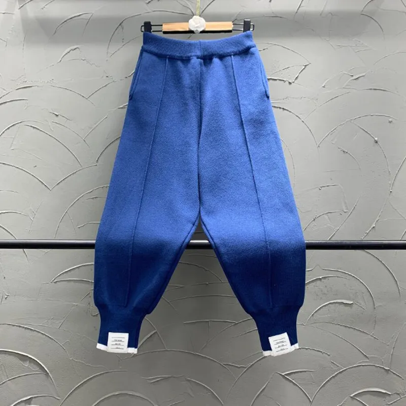 

Модные Простые вязаные брюки для женщин, новинка сезона осень-зима 2021, Свободные повседневные брюки-султанки с эластичным поясом, спортивные штаны s1413