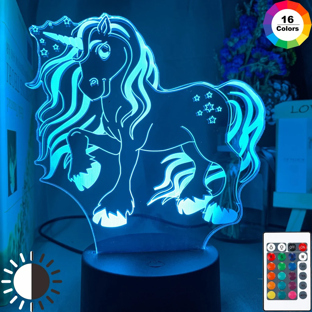 

3D Lamp Unicorn Baby Night Light Color Changing Usb Battery Nightlight for Kids Child Girl Bedroom Decor Unicorn Night Lamp Gift