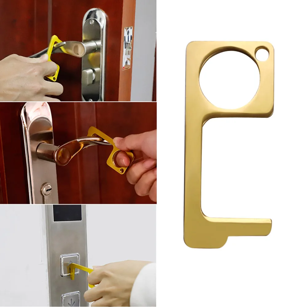 

Non-contact Safety Door Opener Contactless EDC Door Opener Safety Protection Isolation Brass Color Key Door Handles Clean-Key