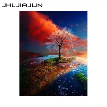 

JHLJIAJUN painting by numbers DIY Magical Four Seasons Tree Scenery Canvas Wedding Decoration Art picture Gift